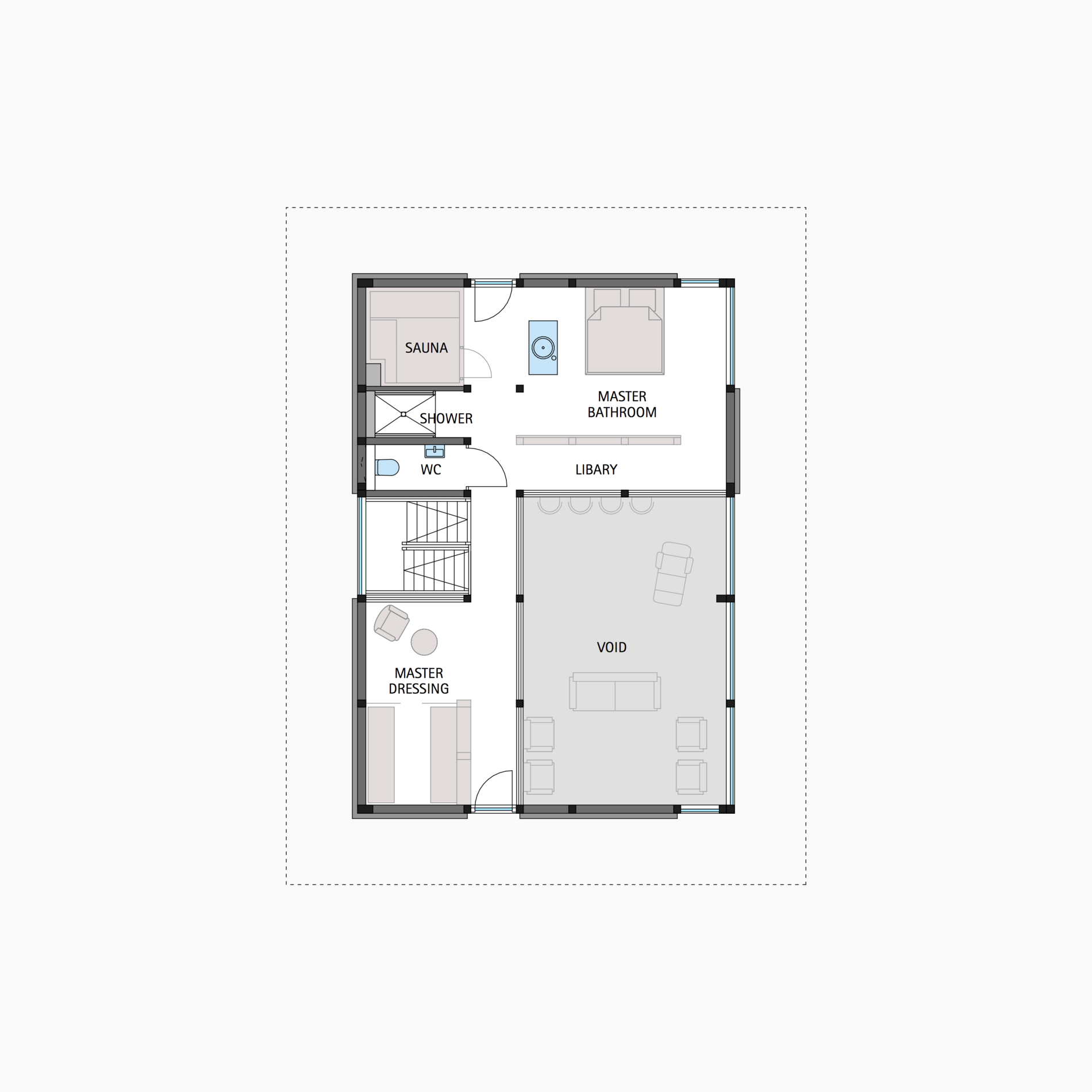HUF house floor plan first floor flat roof